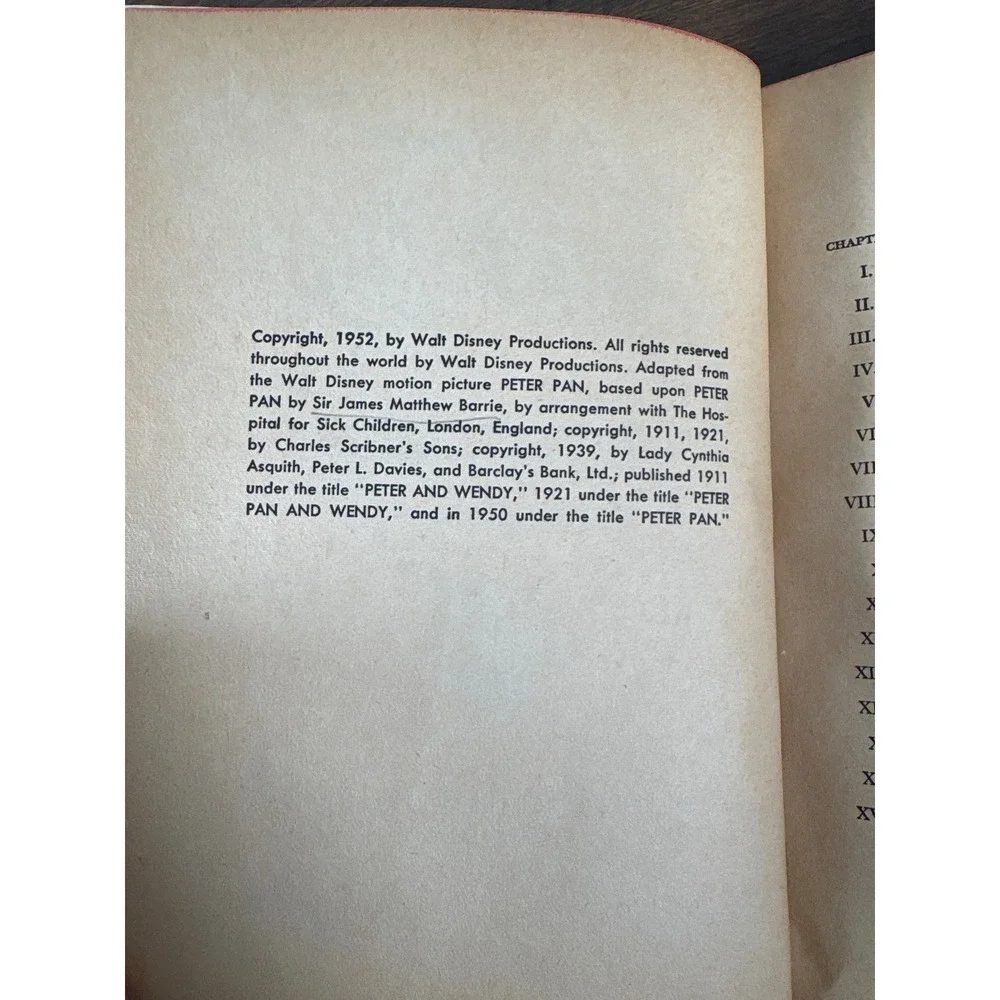 Vintage 1952 Walt Disney Peter Pan Whitman Authorized Edition Hardcover Book